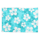 Tropisch blauw en wit Hibiscus bloempatroon Kussensloop (Achterkant)