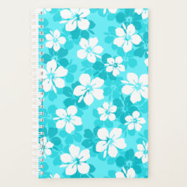 Tropisch blauw en wit Hibiscus bloempatroon Planner