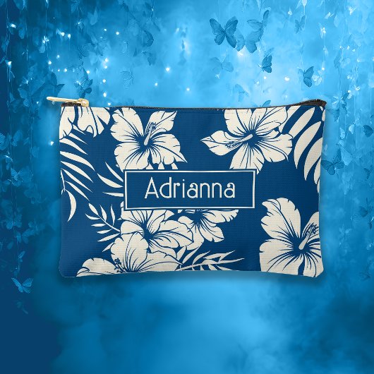 Tropisch Blauw en Witte Bloemen Etui
