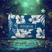 Tropisch Blauw en Witte Bloemen Etui