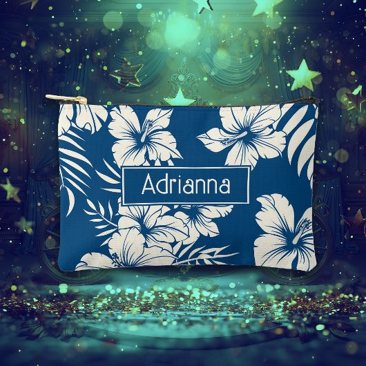 Tropisch Blauw en Witte Bloemen Etui