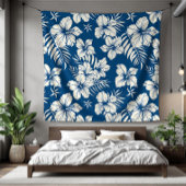 Tropisch Blauw en Witte Bloemen Fleece Deken