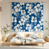 Tropisch Blauw en Witte Bloemen Fleece Deken