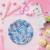 Tropisch blauw en witte olie | Floral Papieren Bordje (Feest)