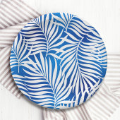 Tropisch blauw en witte olie | Floral Papieren Bordje