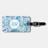 Tropisch blauw Floral Bagagelabel (Voorkant horizontaal)
