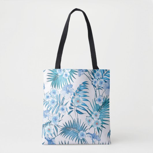 Tropisch blauw Floral Tas (Voorkant)