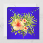 Tropisch Blauw Geel Hibiscus floral Birthday Kaart (Achterkant)