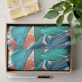 Tropisch Blauw gele bladeren Tissuepapier (Geschenk)