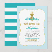 Tropisch Blauw Goud Ananas Baby Boy Douche Luau