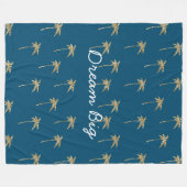 Tropisch Blauw Goud Glitter Palmbomen Fleece Deken (Voorkant (Horizontaal))