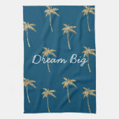 Tropisch Blauw Goud Glitter Palmbomen Theedoek (Verticaal)