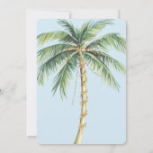 Tropisch Blauw Goud Glitzy Palm Tree Wedding Kaart (Achterkant)