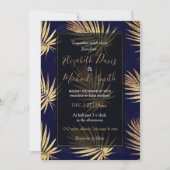 Tropisch blauw gouden palmbladeren groen kaart (Voorkant)