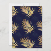 Tropisch blauw gouden palmbladeren groen kaart (Achterkant)