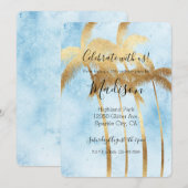 Tropisch Blauw Gouden Palmbomen Kaart (Voorkant / Achterkant)