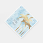 Tropisch Blauw Gouden Palmbomen Servet (Hoek)