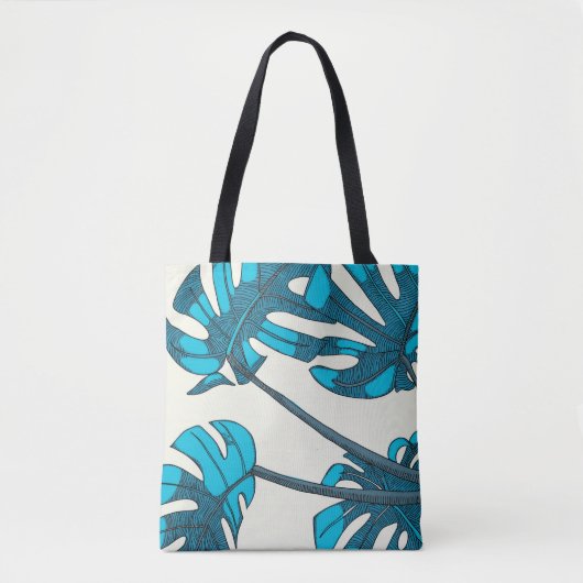 Tropisch, blauw, grillig ontwerp tote bag (Voorkant)
