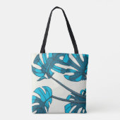 Tropisch, blauw, grillig ontwerp tote bag (Achterkant)