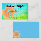 Tropisch Blauw Groen Hibiscus Bloem Visitekaartje (Voorkant / Achterkant)