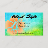 Tropisch Blauw Groen Hibiscus Bloem Visitekaartje (Voorkant)