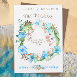 Tropisch Blauw Groen Hibiscus Elopement Kaart