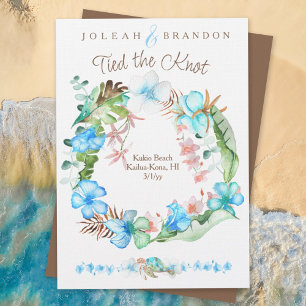 Tropisch Blauw Groen Hibiscus Elopement Kaart