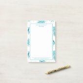 Tropisch blauw-groen palmbladpatroon post-it® notes (Op bureau)