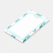 Tropisch blauw-groen palmbladpatroon post-it® notes (Schuin)