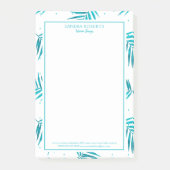 Tropisch blauw-groen palmbladpatroon post-it® notes (Voorkant)