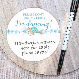 Tropisch Blauw Groen Zee Schildpad Plaats Kaart Na Ronde Kartonnen Onderzetter