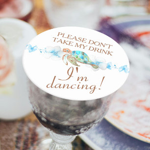 Tropisch Blauw Groen Zee Schildpad Plaats Kaart Na Ronde Kartonnen Onderzetter