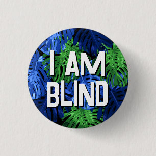 Tropisch Blauw Groene Junglebladeren Ik Ben Blind Ronde Button 3,2 Cm
