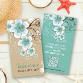 Tropisch blauw Hibiscus-bloemen en zwenkrietjes Visitekaartje