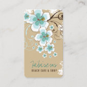 Tropisch blauw Hibiscus-bloemen en zwenkrietjes Visitekaartje (Voorkant)