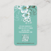 Tropisch blauw Hibiscus-bloemen en zwenkrietjes Visitekaartje (Achterkant)