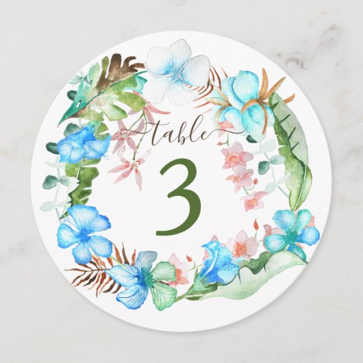 Tropisch blauw Hibiscus-bloemen met baard tabelnum Kaart (Voorkant)