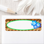 Tropisch Blauw Hibiscus Bloemen Retro Style Label (Insitu)