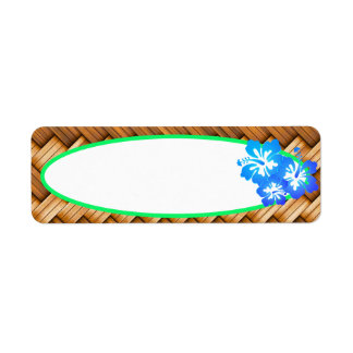 Tropisch Blauw Hibiscus Bloemen Retro Style Label