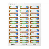 Tropisch Blauw Hibiscus Bloemen Retro Style Label (Full Sheet)