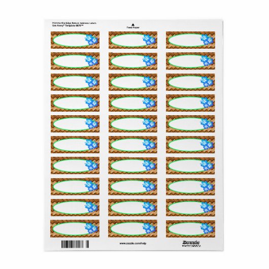 Tropisch Blauw Hibiscus Bloemen Retro Style Label (Full Sheet)