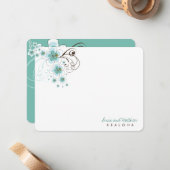Tropisch Blauw Hibiscus Bruiloft Dank u Opmerking  Notitiekaartje (Voorkant / Achterkant in situ)