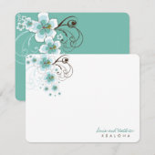 Tropisch Blauw Hibiscus Bruiloft Dank u Opmerking  Notitiekaartje (Voorkant / Achterkant)