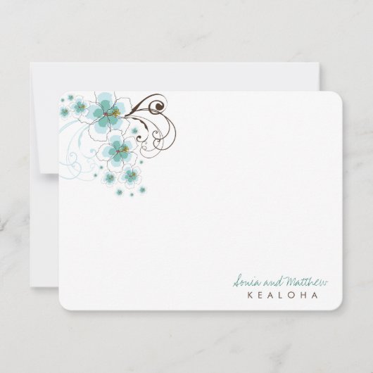 Tropisch Blauw Hibiscus Bruiloft Dank u Opmerking  Notitiekaartje (Voorkant)