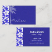 Tropisch blauw Hibiscus; Palm Visitekaartje (Voorkant / Achterkant)