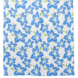 Tropisch blauw hibiscus Shower-gordijn Douchegordijn
