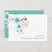 Tropisch Blauw Hibiscus Strand Bestemming Bruiloft RSVP Kaartje (Voorkant / Achterkant)