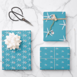 Tropisch blauw kerststaarvis in Ornamenten Inpakpapier Vel