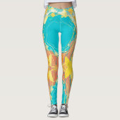Tropisch Blauw Lagoon Botanisch Leggings (Voorkant)