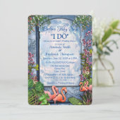 Tropisch  Blauw Marmeren Paleis Trouwdouche Kaart (Staand voorkant)